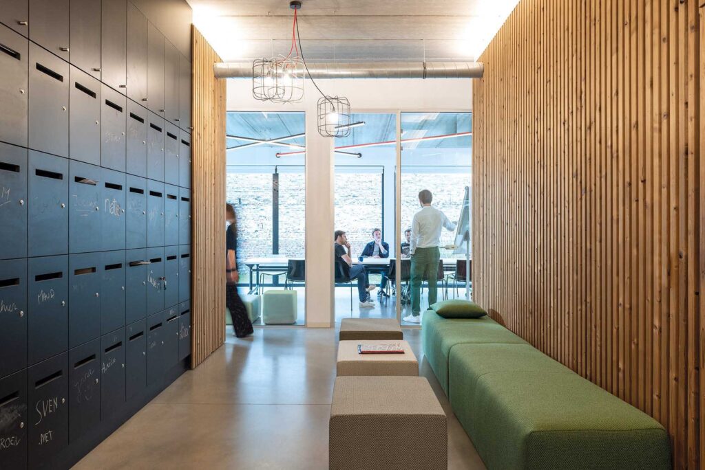Workspace hallway upholstered in FibreGuard Futura