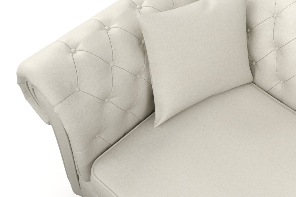 Fibreguard velvet chesterfield sofa detail