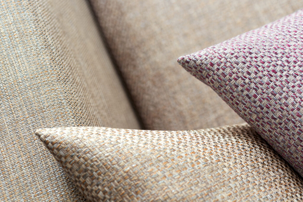 lovely warm neutral textured pillows with fibreguard fabric detail