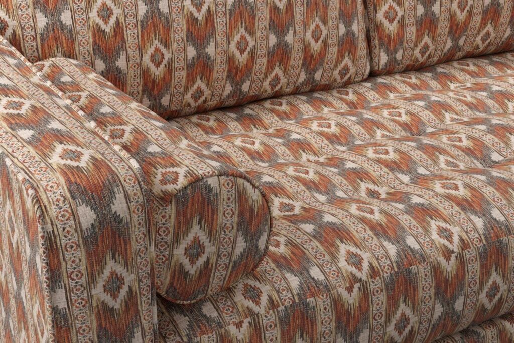 close up of a patterned performance fabric upholstery by fibreguard
