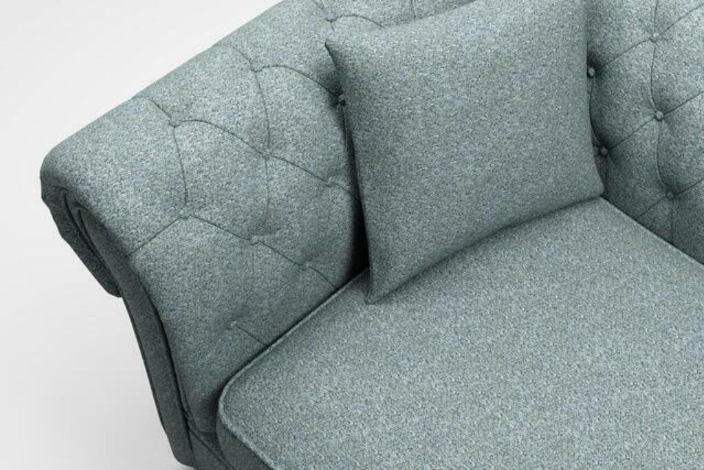 performance upholstery in mineral aqua chesterfield