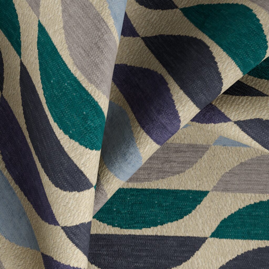 Vanlife upholstery closeup forest pattern